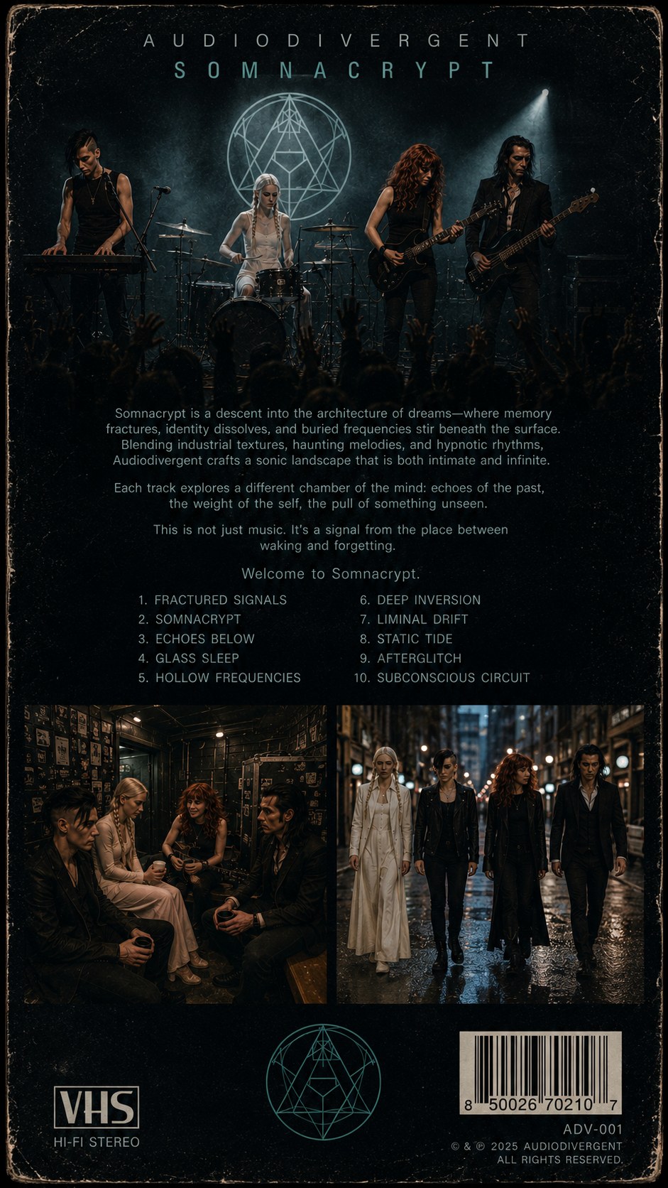 Somnacrypt — VHS back cover with synopsis and track list